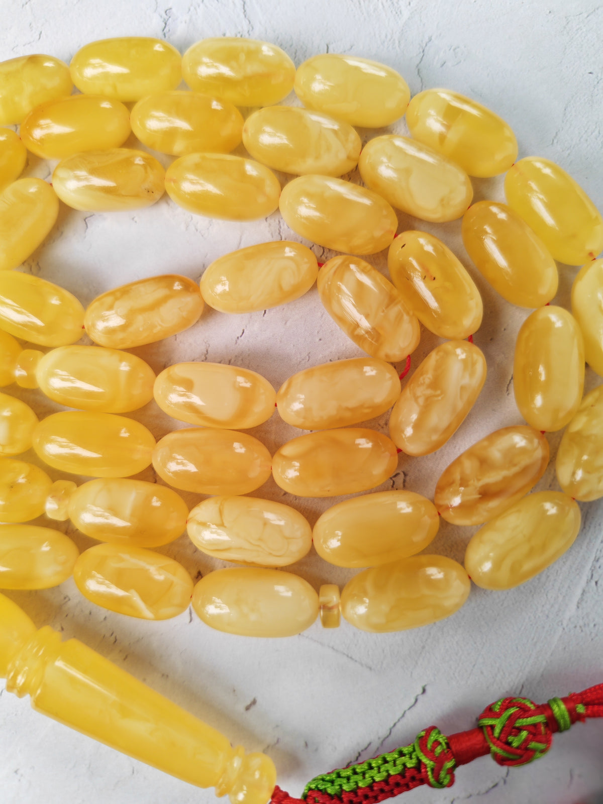 Cloudy Baltic Amber Misbah | 49 Capsule Beads | Natural Inclusions | 57.6g