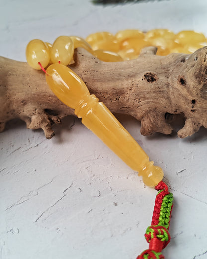 Cloudy Baltic Amber Misbah | 49 Capsule Beads | Natural Inclusions | 57.6g