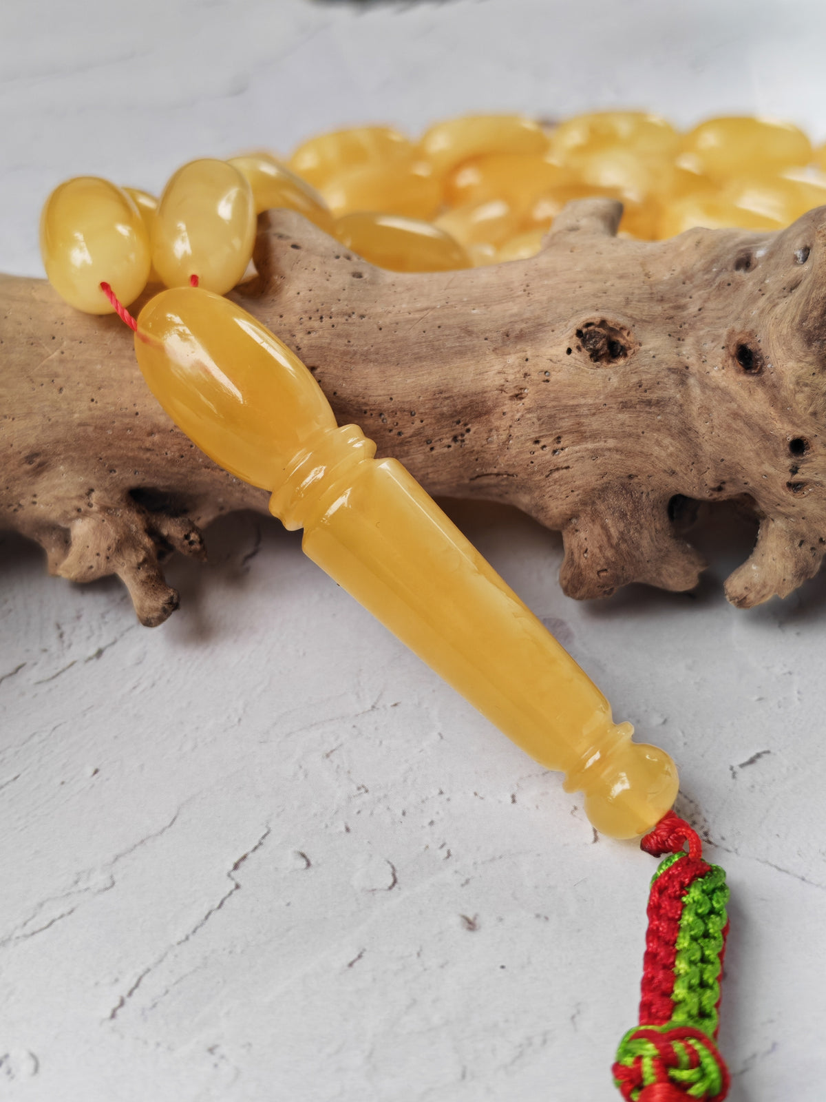 Cloudy Baltic Amber Misbah | 49 Capsule Beads | Natural Inclusions | 57.6g