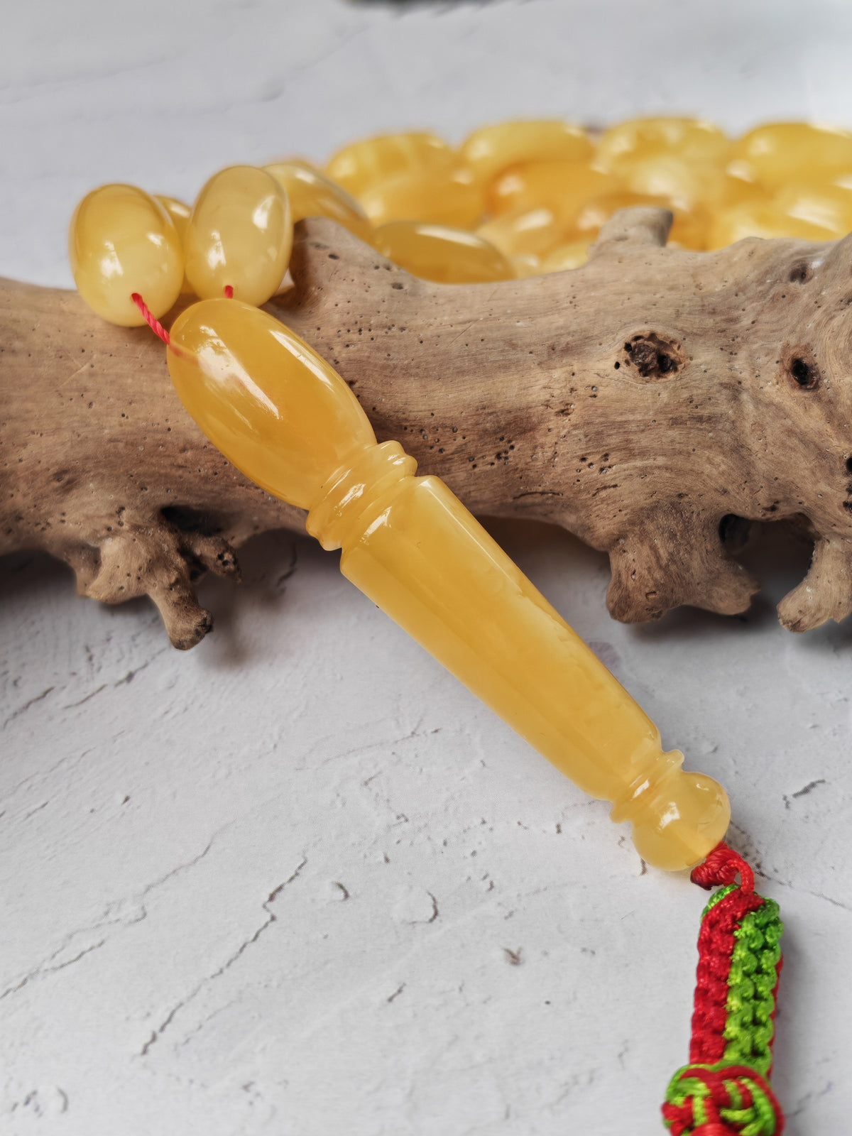 Cloudy Baltic Amber Misbah | 49 Capsule Beads | Natural Inclusions | 57.6g