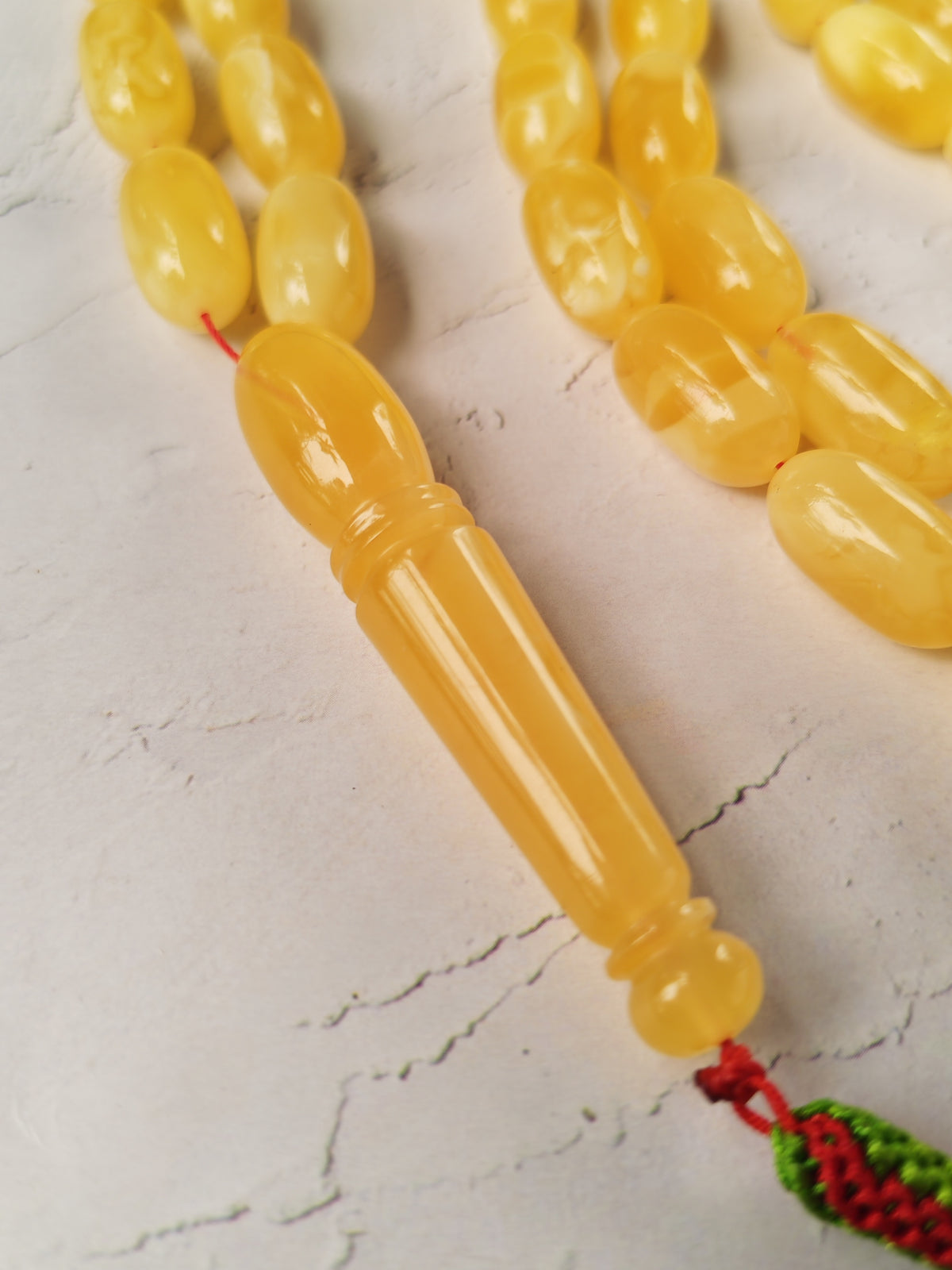 Cloudy Baltic Amber Misbah | 49 Capsule Beads | Natural Inclusions | 57.6g