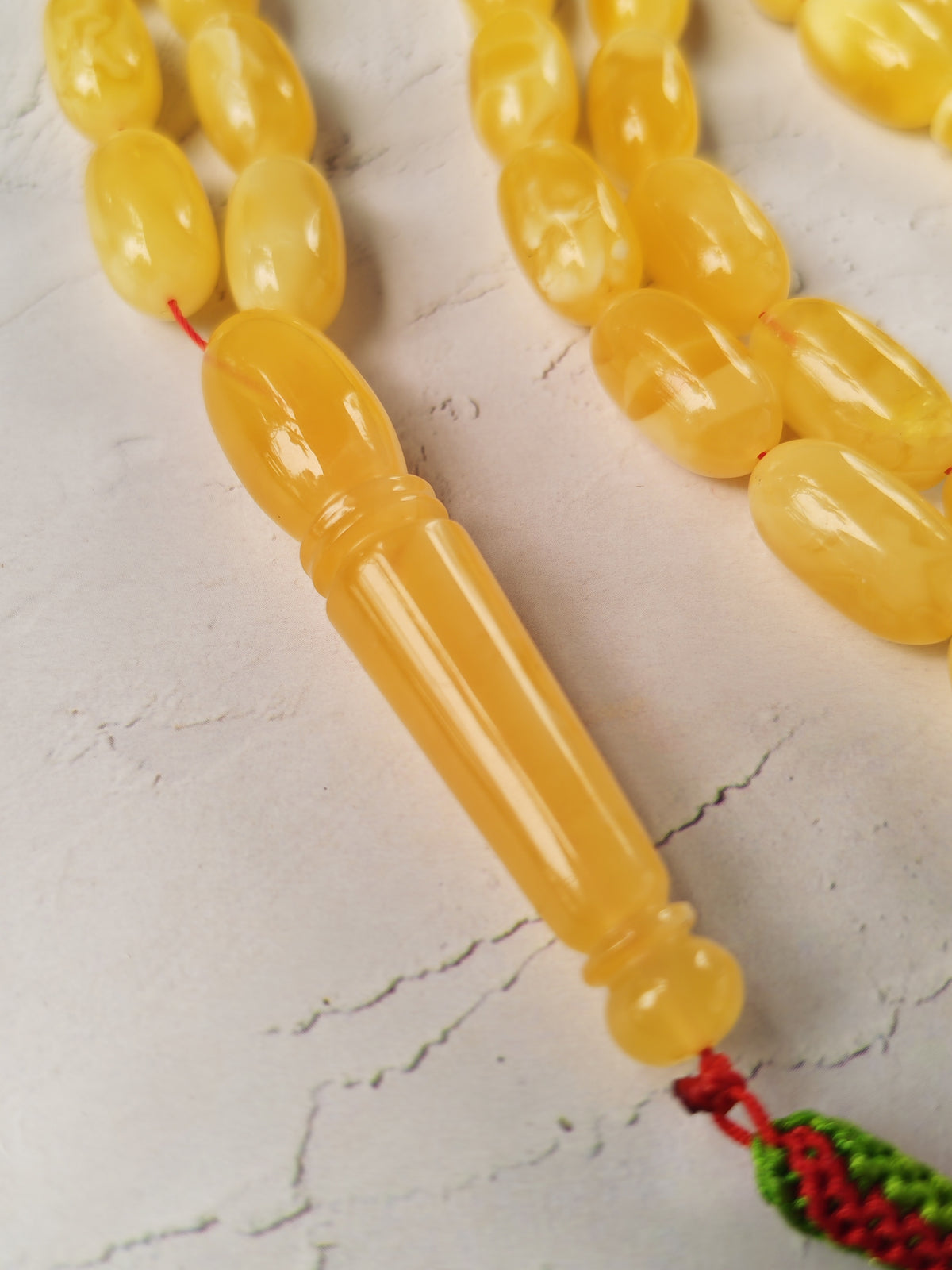 Cloudy Baltic Amber Misbah | 49 Capsule Beads | Natural Inclusions | 57.6g