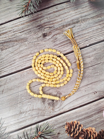 Creamy Baltic Amber Misbah | 93 Micro Capsule Beads | 9 x 6.2mm | 21.8g
