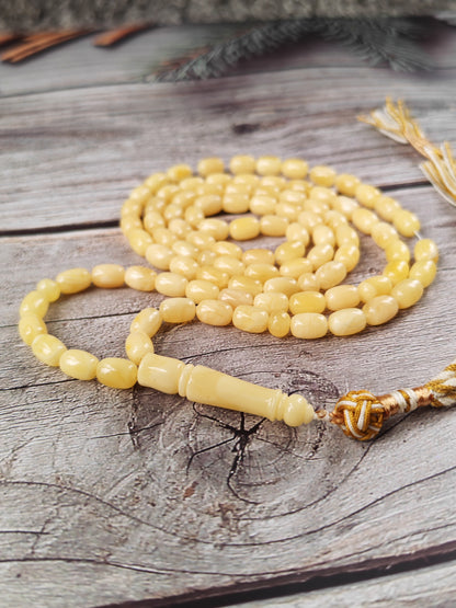 Creamy Baltic Amber Misbah | 93 Micro Capsule Beads | 9 x 6.2mm | 21.8g