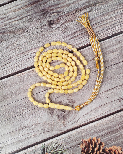 Creamy Baltic Amber Misbah | 93 Micro Capsule Beads | 9 x 6.2mm | 21.8g