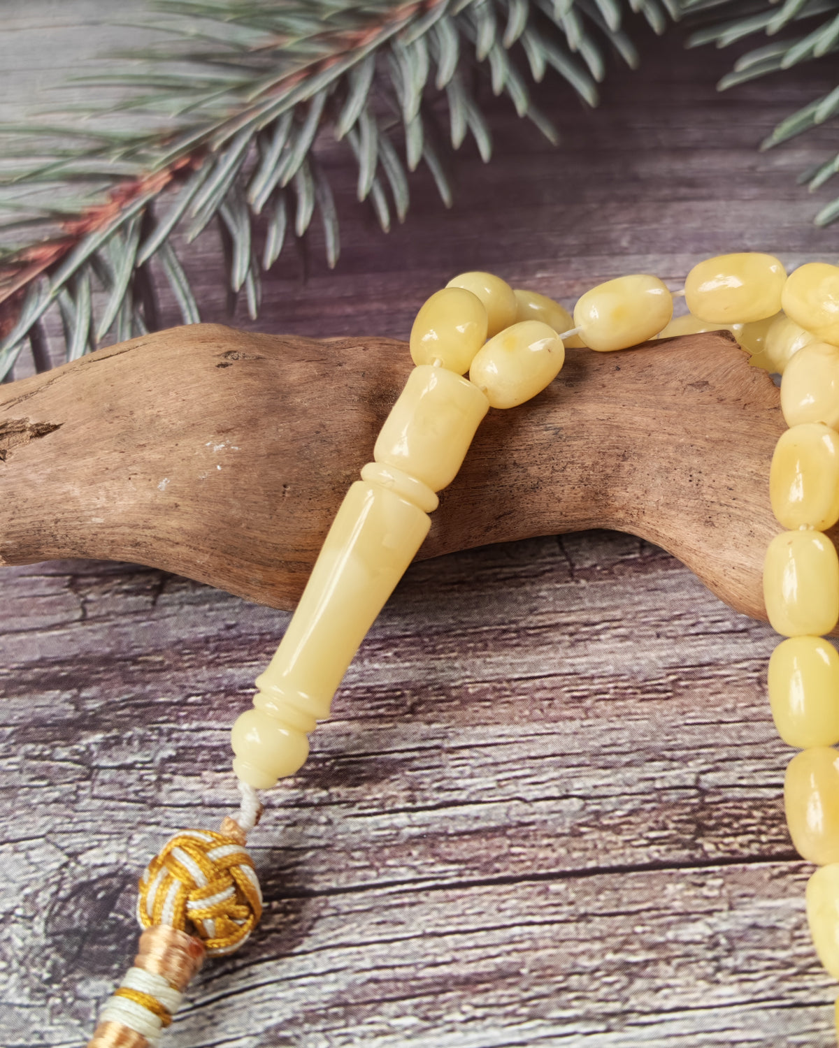 Creamy Baltic Amber Misbah | 93 Micro Capsule Beads | 9 x 6.2mm | 21.8g