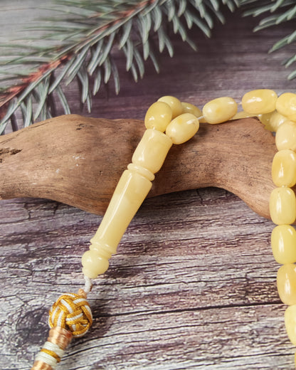 Creamy Baltic Amber Misbah | 93 Micro Capsule Beads | 9 x 6.2mm | 21.8g