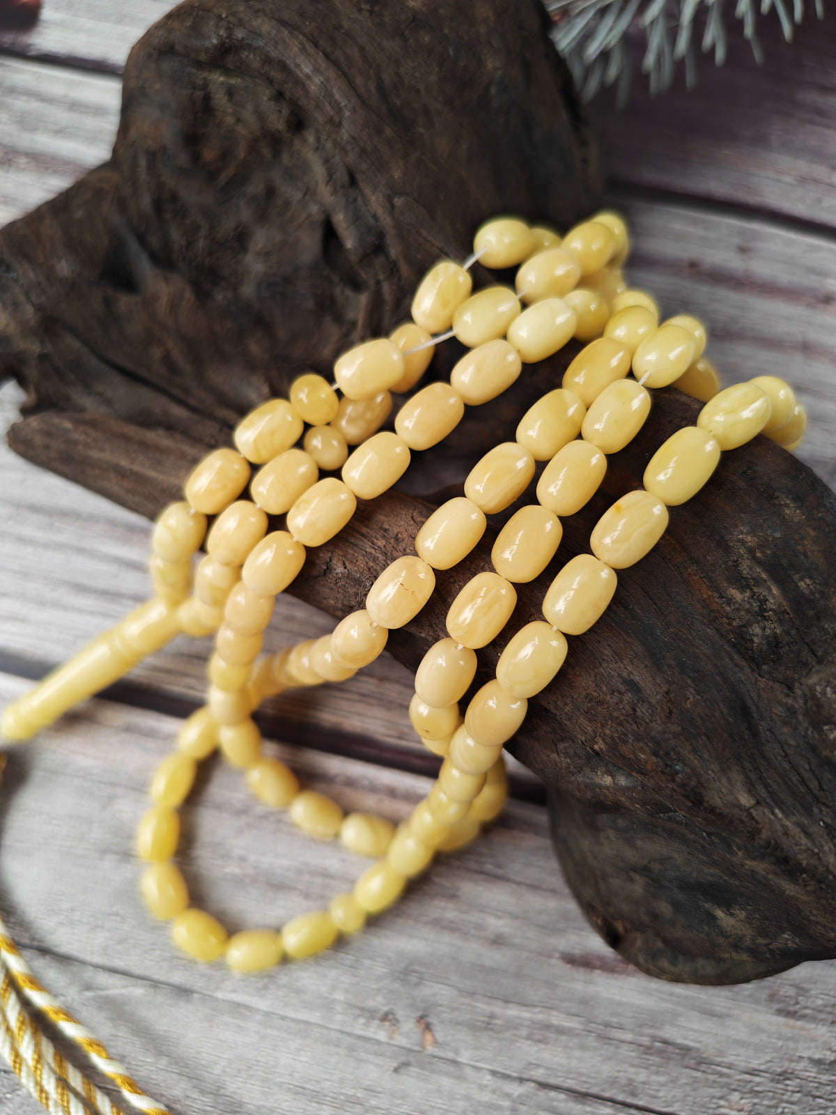 Creamy Baltic Amber Misbah | 93 Micro Capsule Beads | 9 x 6.2mm | 21.8g