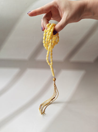 Creamy Baltic Amber Misbah | 93 Micro Capsule Beads | 9 x 6.2mm | 21.8g