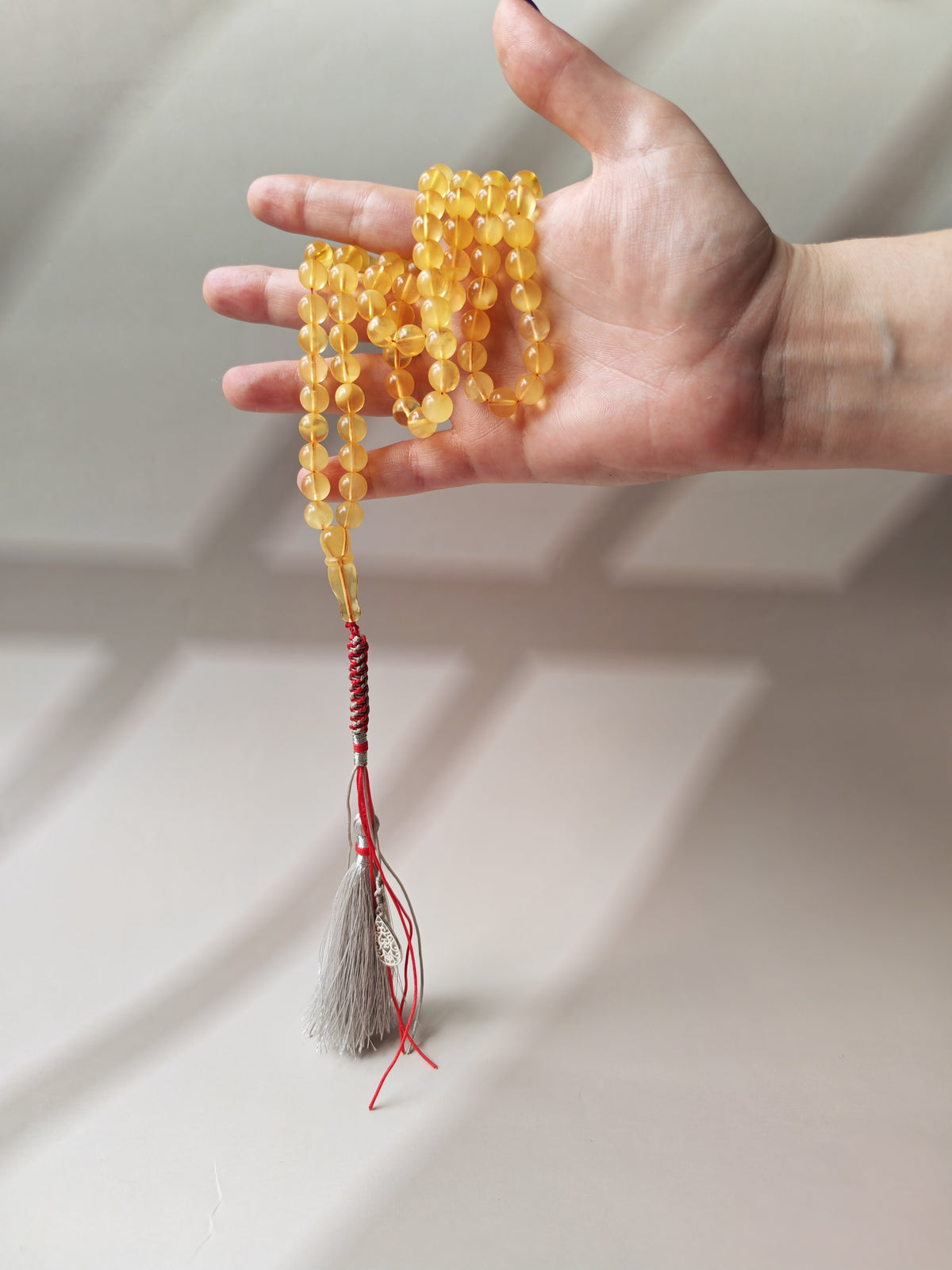 Natural Cloudy Honey Baltic Amber Rosary | 99 Round Beads | 8mm | Half-Half Imami | 28.7g