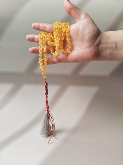 Natural Cloudy Honey Baltic Amber Rosary | 99 Round Beads | 8mm | Half-Half Imami | 28.7g