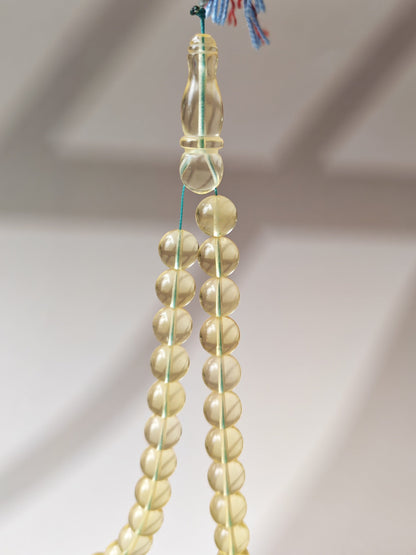 Natural Transparent Glass Clear Baltic Amber Misbah | 78 Round Beads | 9.7mm | 41.1g