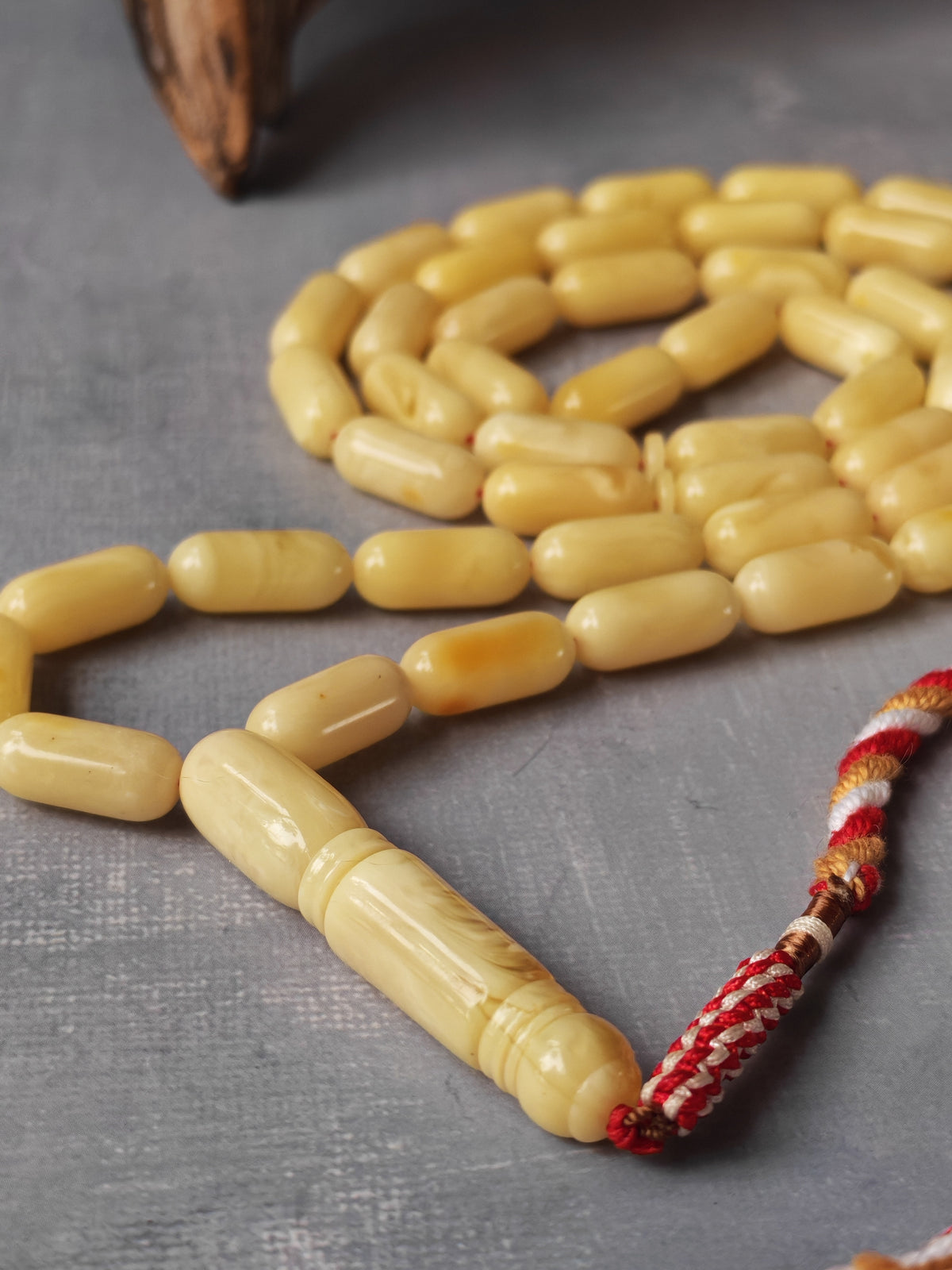 Creamy Baltic Amber Misbah | 49 Capsule Beads | 16 x 7mm | 30g