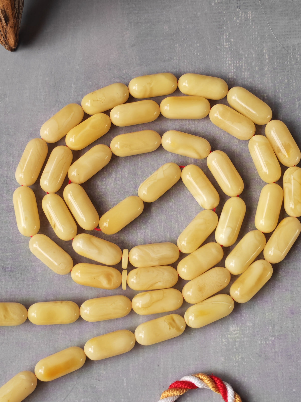 Creamy Baltic Amber Misbah | 49 Capsule Beads | 16 x 7mm | 30g