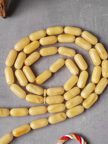 Creamy Baltic Amber Misbah | 49 Capsule Beads | 16 x 7mm | 30g