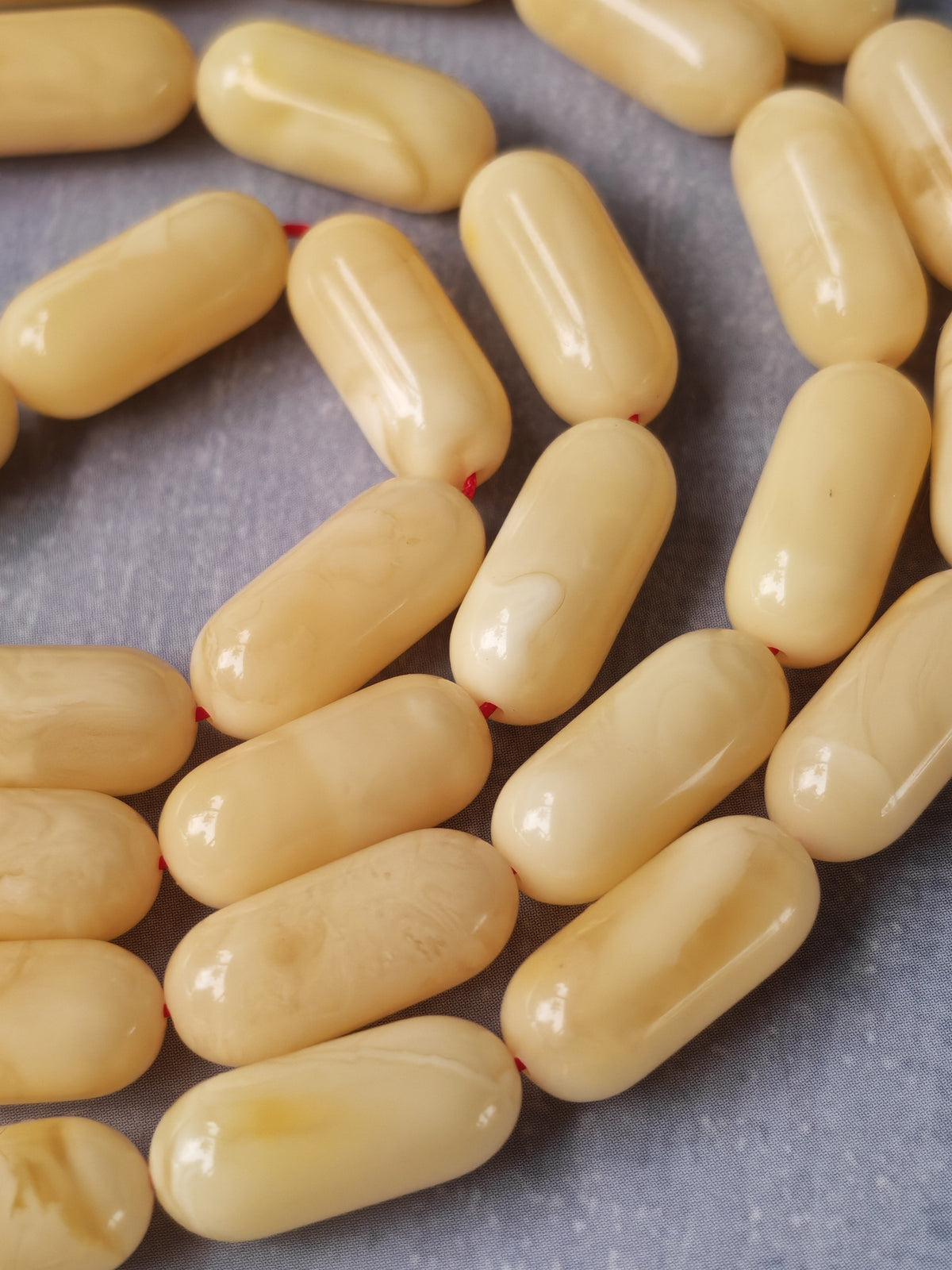 Creamy Baltic Amber Misbah | 49 Capsule Beads | 16 x 7mm | 30g