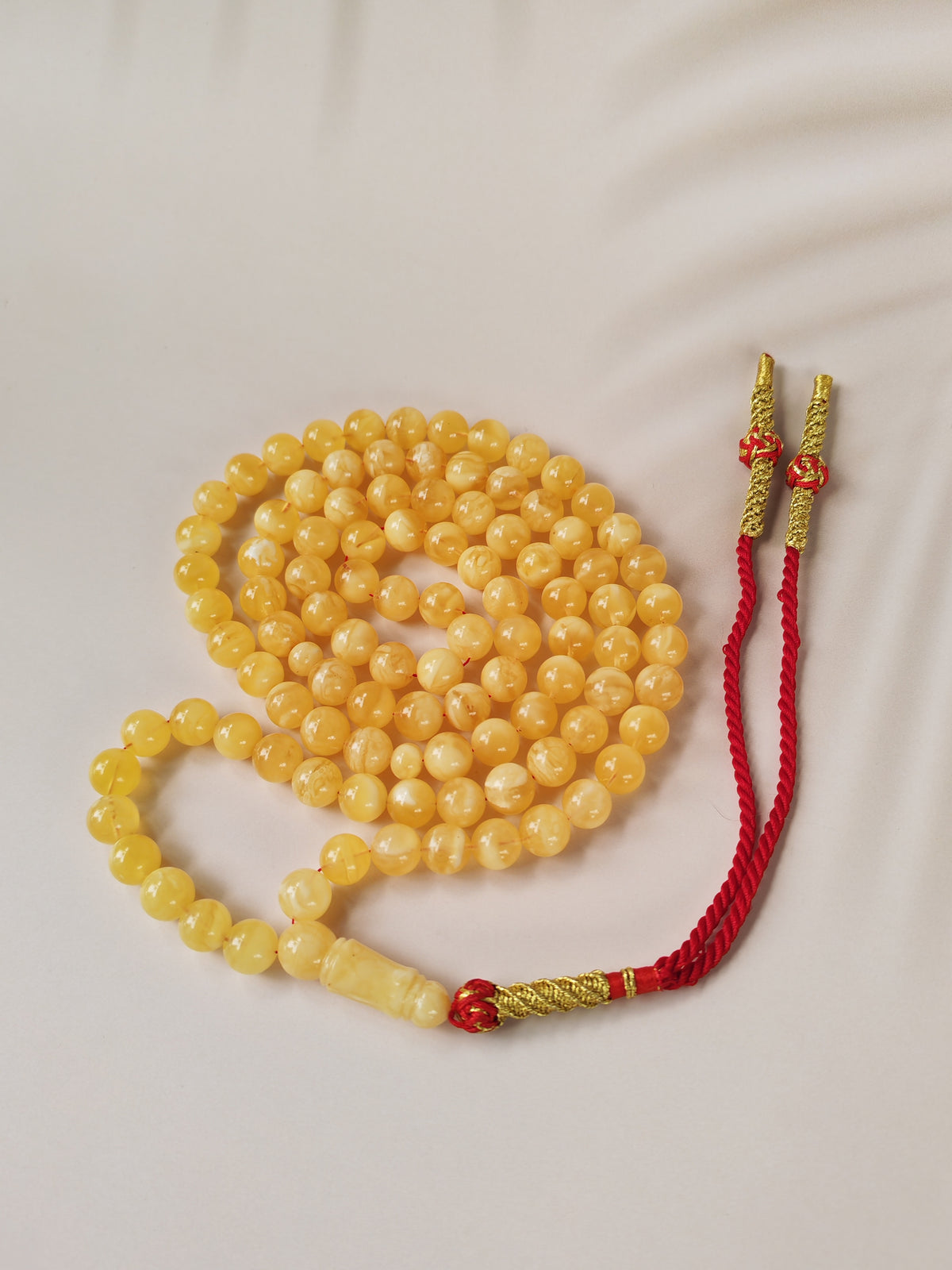 Butterscotch Baltic Amber Misbah | 99 Round Beads | 9.5mm | Cloudy & Milk Inclusions | 53g