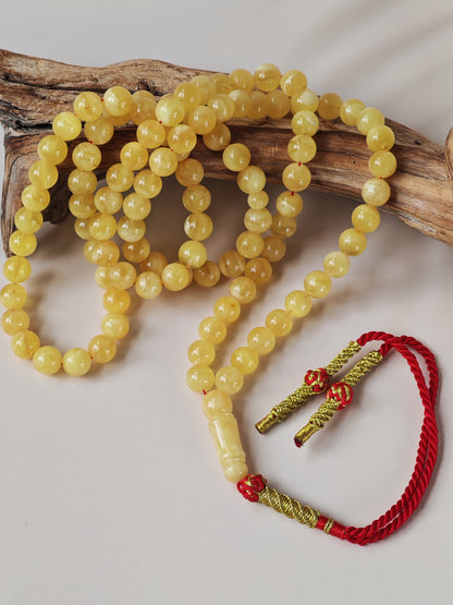 Butterscotch Baltic Amber Misbah | 99 Round Beads | 9.5mm | Cloudy & Milk Inclusions | 53g