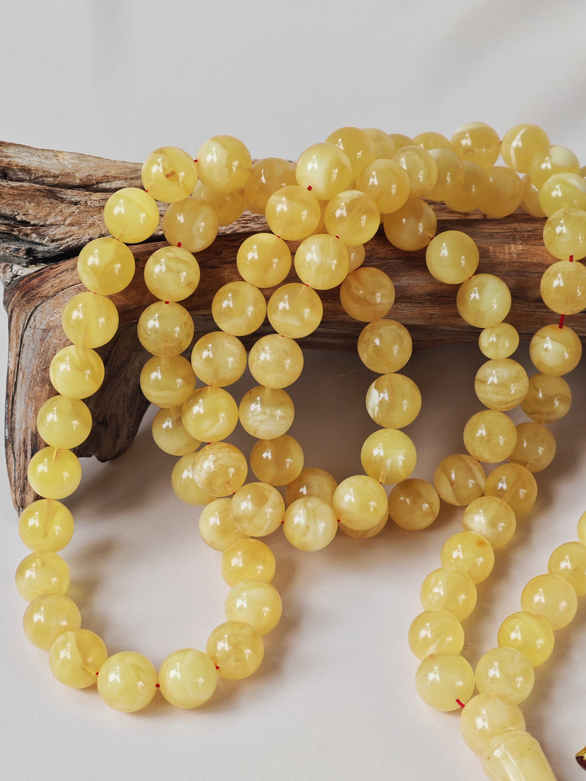 Butterscotch Baltic Amber Misbah | 99 Round Beads | 9.5mm | Cloudy & Milk Inclusions | 53g