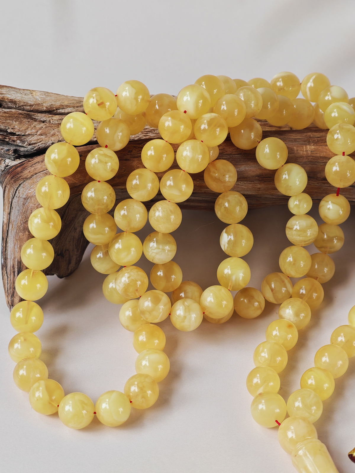 Butterscotch Baltic Amber Misbah | 99 Round Beads | 9.5mm | Cloudy & Milk Inclusions | 53g