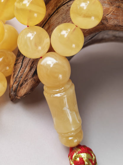 Butterscotch Baltic Amber Misbah | 99 Round Beads | 9.5mm | Cloudy & Milk Inclusions | 53g