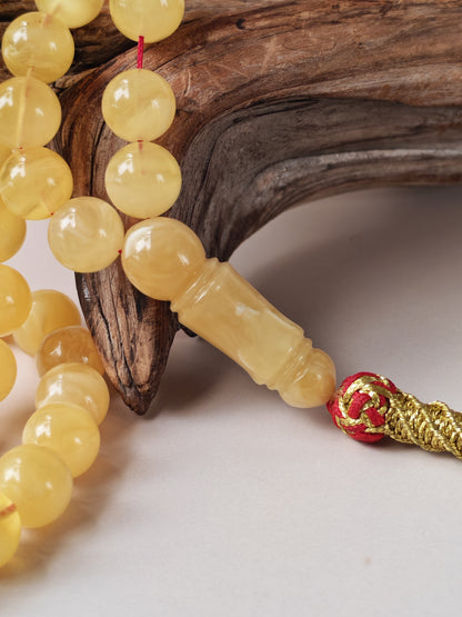 Butterscotch Baltic Amber Misbah | 99 Round Beads | 9.5mm | Cloudy & Milk Inclusions | 53g
