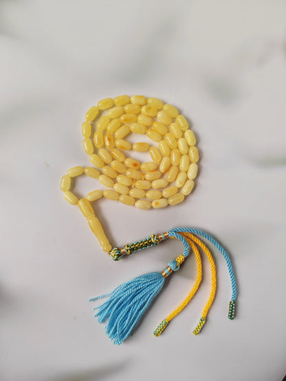Creamy Baltic Amber Misbah | 66 Capsule Beads | 11.6 x 6.3mm | 20.8g