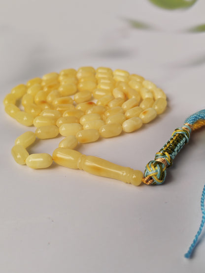 Creamy Baltic Amber Misbah | 66 Capsule Beads | 11.6 x 6.3mm | 20.8g