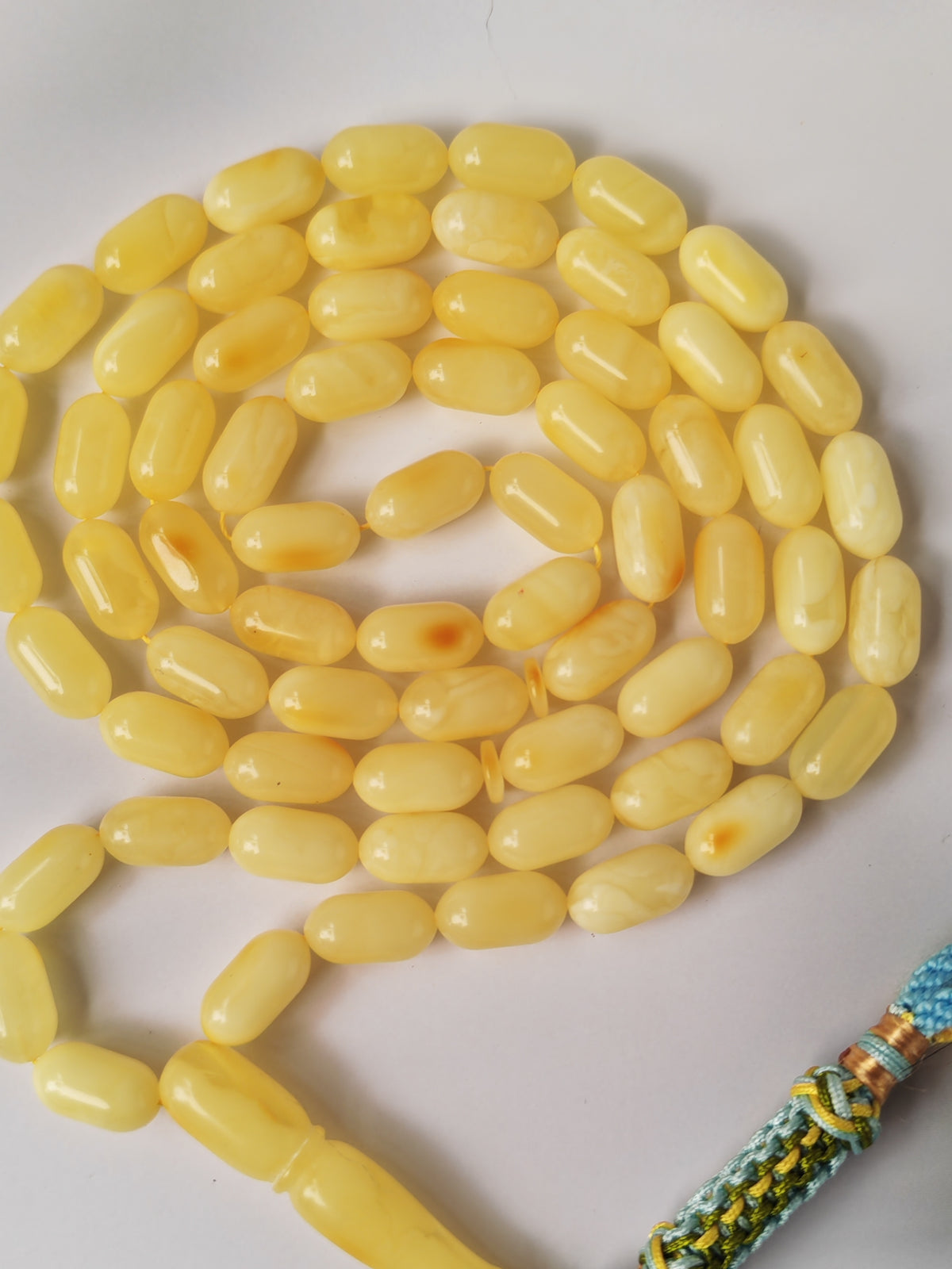 Creamy Baltic Amber Misbah | 66 Capsule Beads | 11.6 x 6.3mm | 20.8g