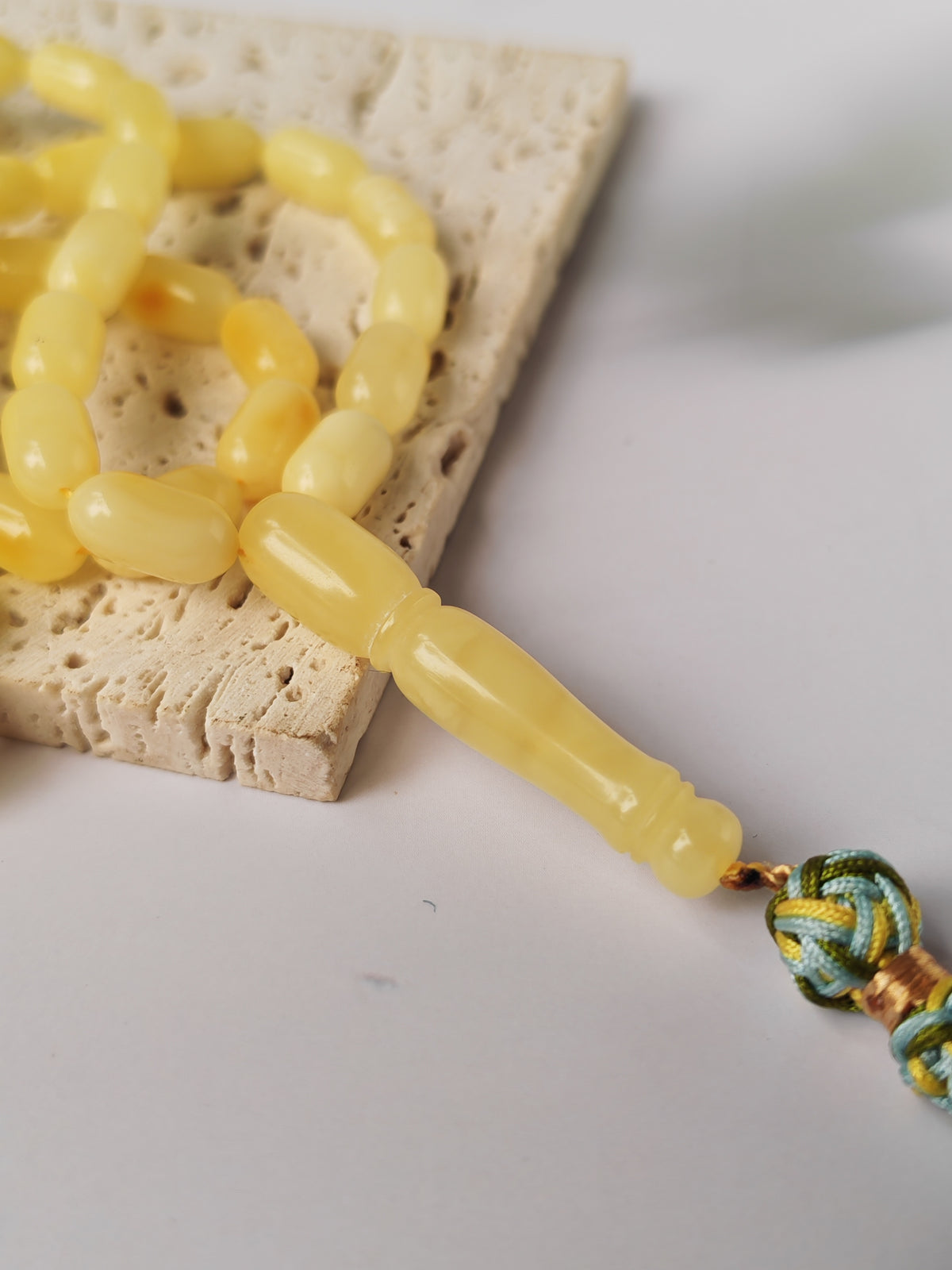 Creamy Baltic Amber Misbah | 66 Capsule Beads | 11.6 x 6.3mm | 20.8g