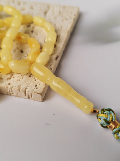 Creamy Baltic Amber Misbah | 66 Capsule Beads | 11.6 x 6.3mm | 20.8g