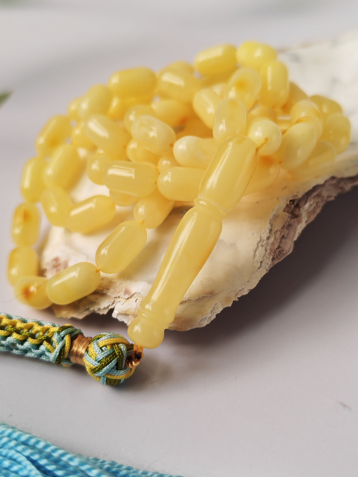 Creamy Baltic Amber Misbah | 66 Capsule Beads | 11.6 x 6.3mm | 20.8g