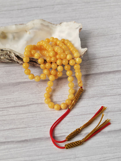 Aged Butterscotch Baltic Amber Rosary | 99 Micro Round Beads | 6.8–7mm | 19g