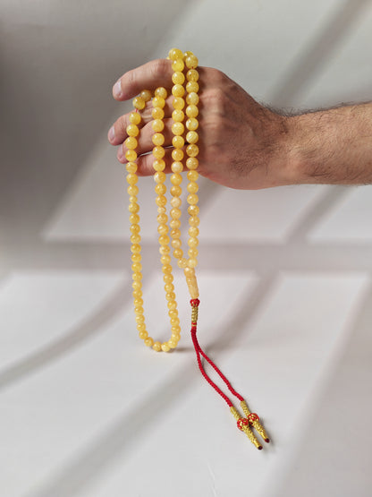 Butterscotch Baltic Amber Misbah | 99 Round Beads | 9.5mm | Cloudy & Milk Inclusions | 53g