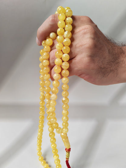 Butterscotch Baltic Amber Misbah | 99 Round Beads | 9.5mm | Cloudy & Milk Inclusions | 53g