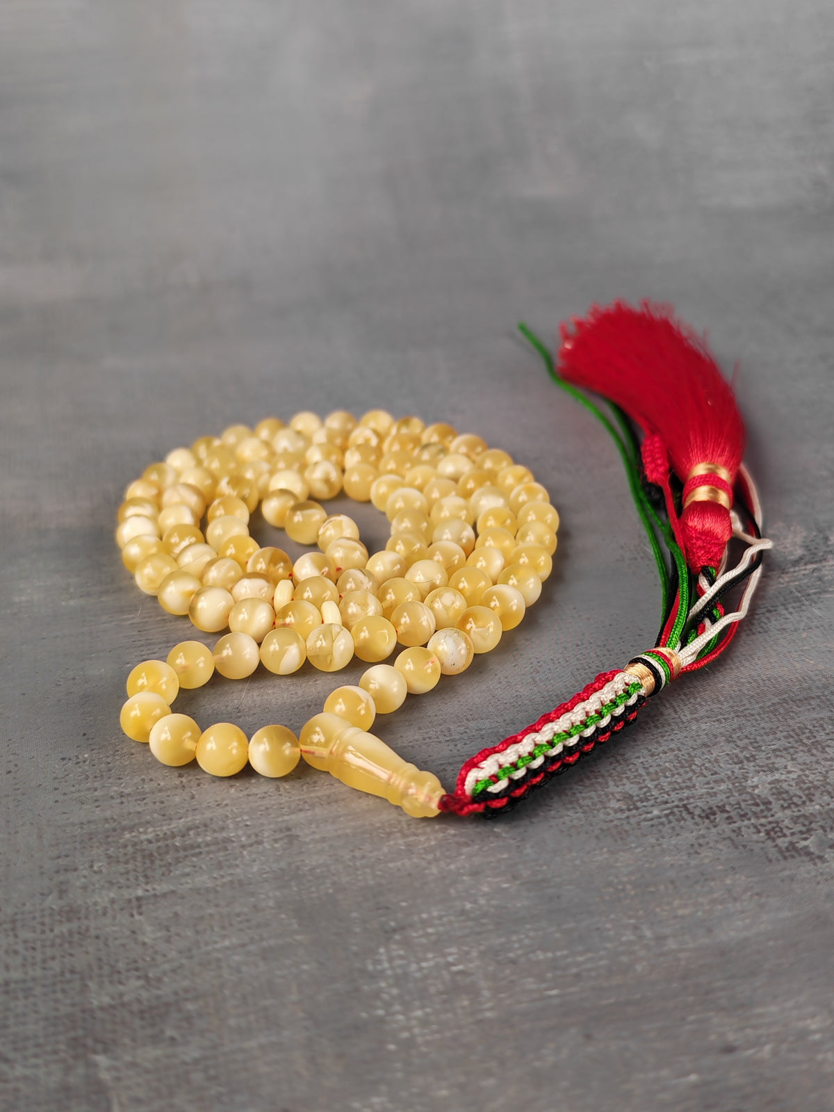 Tiger Baltic Amber Misbah | 99 Micro Round Beads | 6mm | Half-Half Imami | 12.7g