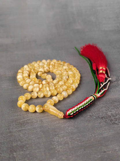 Tiger Baltic Amber Misbah | 99 Micro Round Beads | 6mm | Half-Half Imami | 12.7g