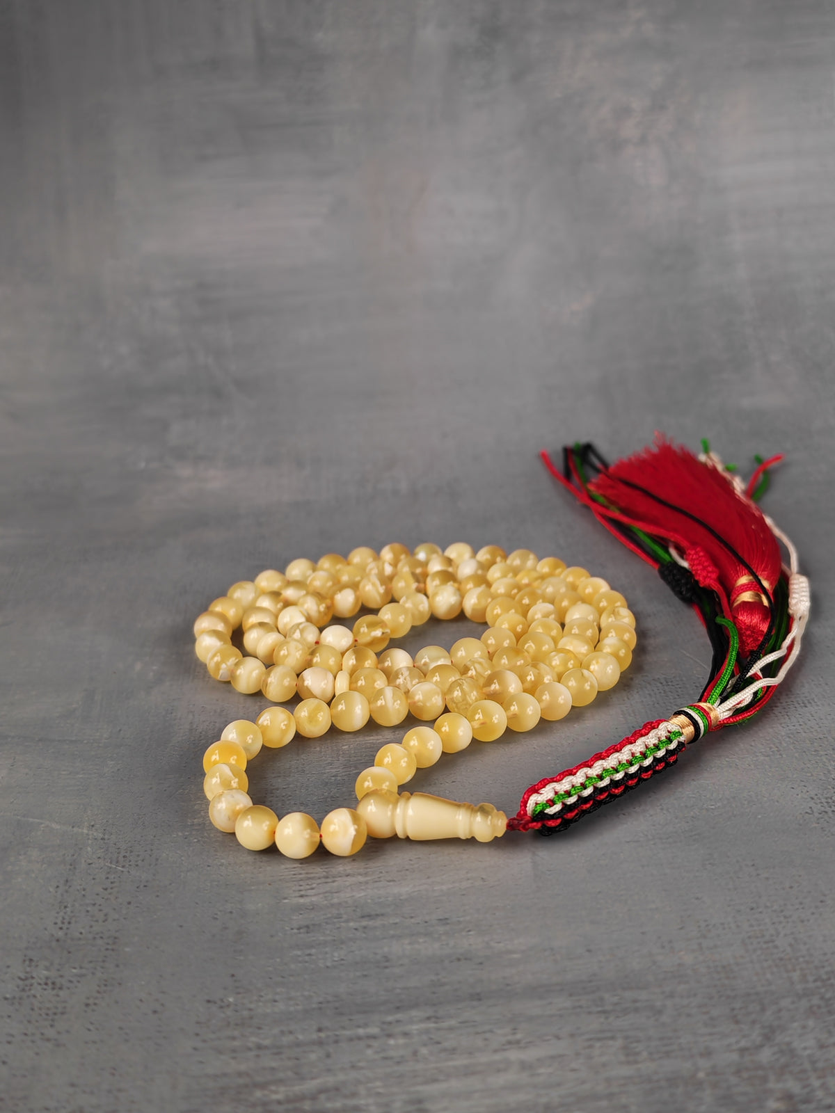 Tiger Baltic Amber Misbah | 99 Micro Round Beads | 6mm | Half-Half Imami | 12.7g