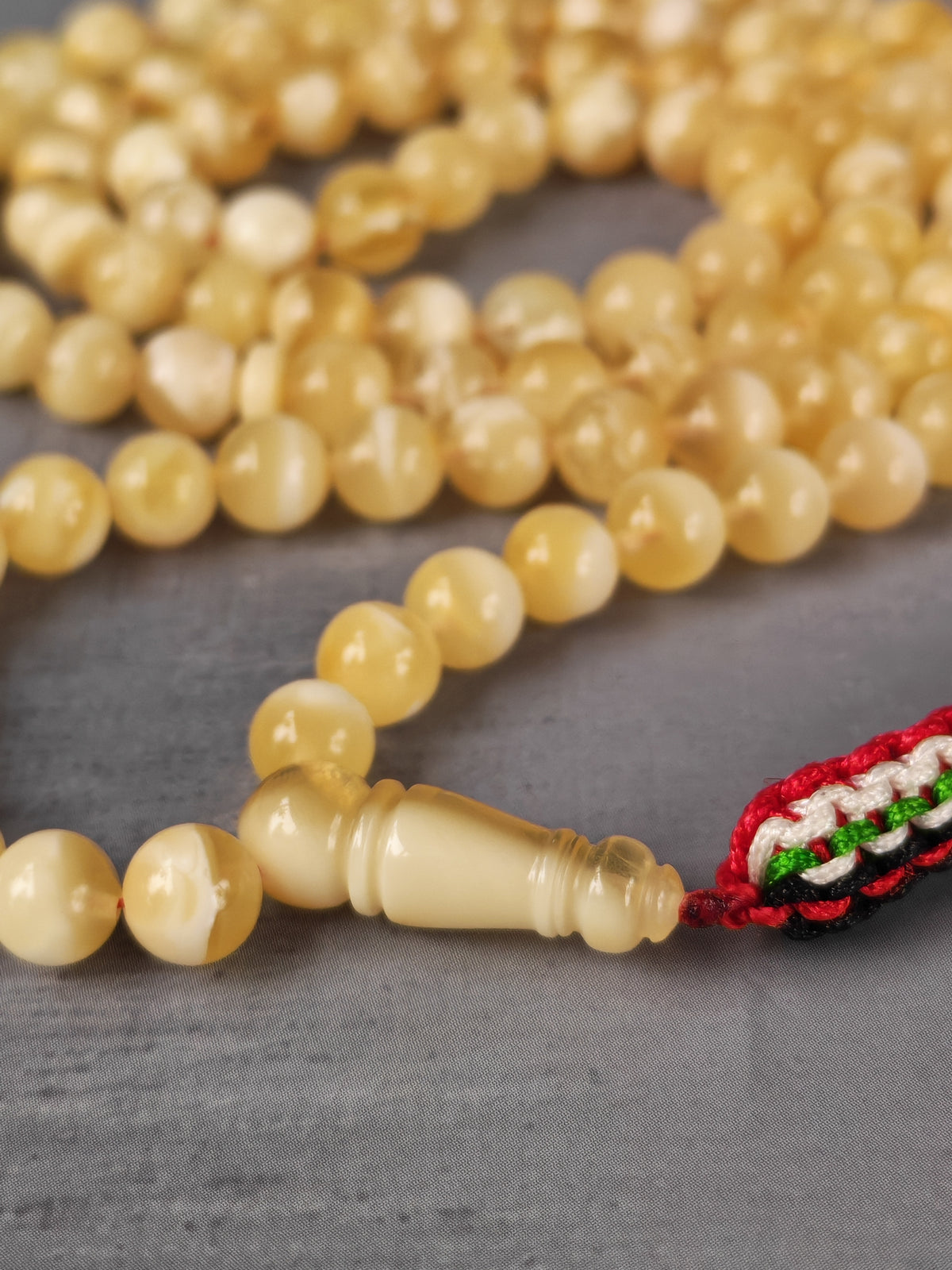Tiger Baltic Amber Misbah | 99 Micro Round Beads | 6mm | Half-Half Imami | 12.7g