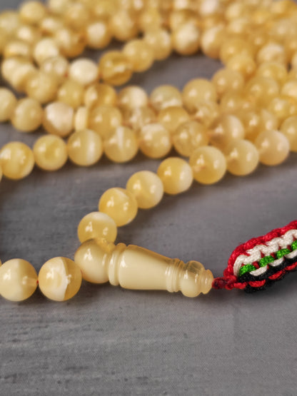 Tiger Baltic Amber Misbah | 99 Micro Round Beads | 6mm | Half-Half Imami | 12.7g