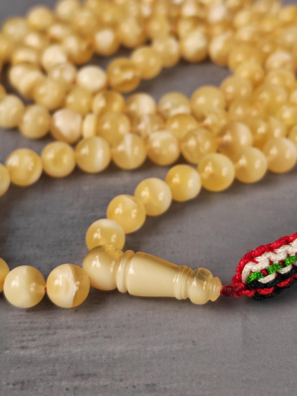 Tiger Baltic Amber Misbah | 99 Micro Round Beads | 6mm | Half-Half Imami | 12.7g