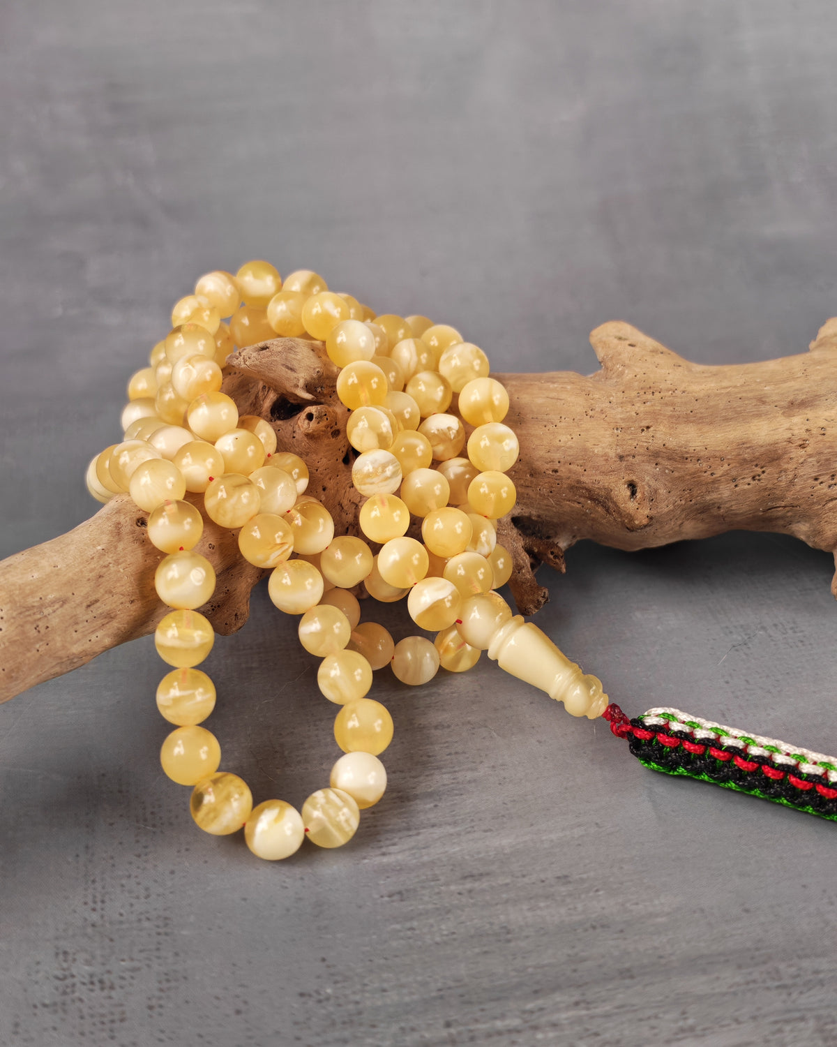 Tiger Baltic Amber Misbah | 99 Micro Round Beads | 6mm | Half-Half Imami | 12.7g
