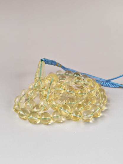 Natural Transparent Glass Citron Baltic Amber Rosary | 66 Round Beads | 9.5mm | 33.1g