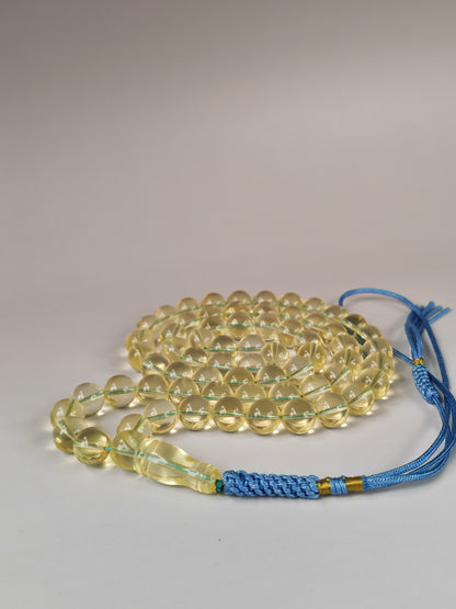 Natural Transparent Glass Citron Baltic Amber Rosary | 66 Round Beads | 9.5mm | 33.1g