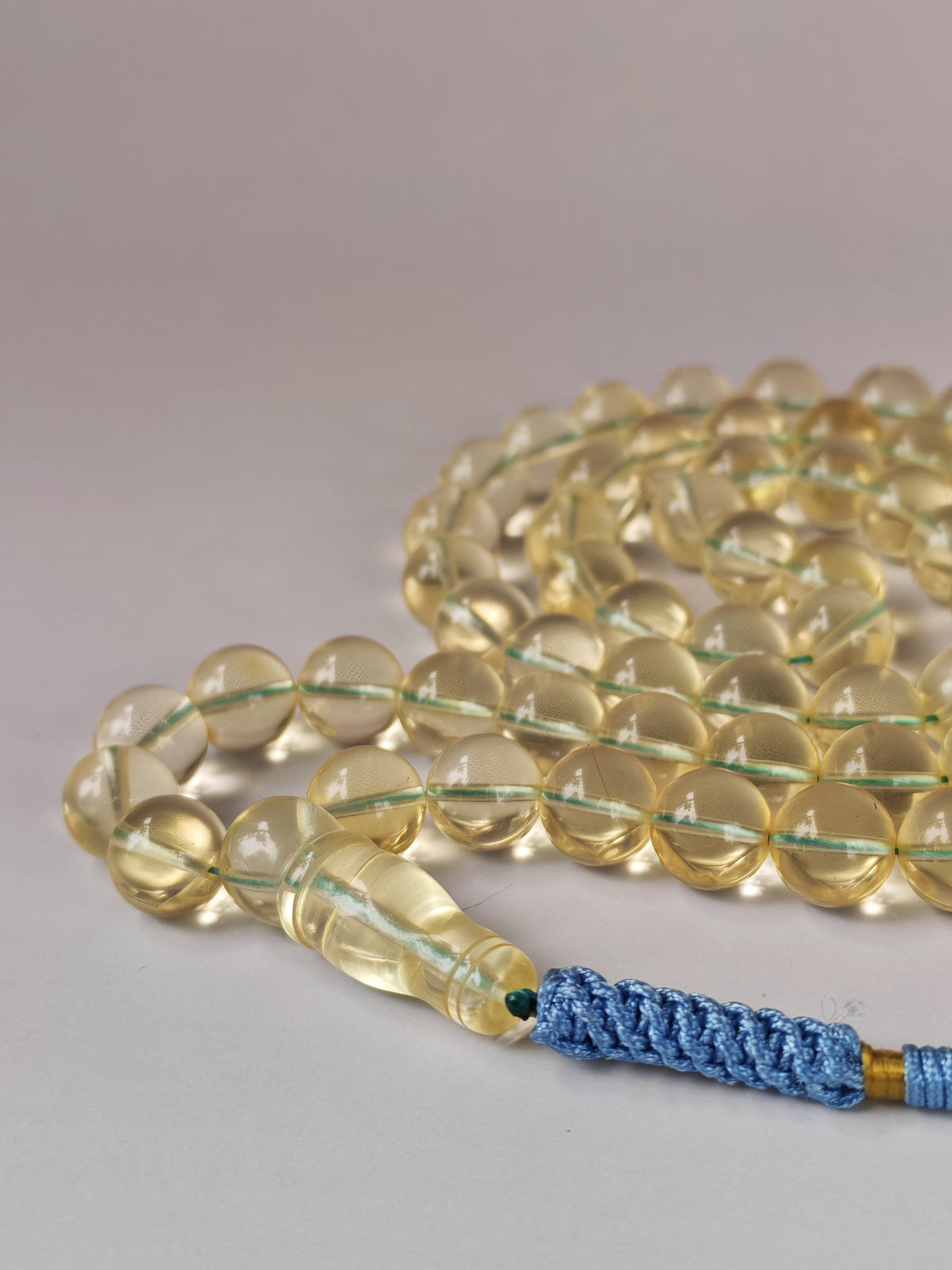 Natural Transparent Glass Citron Baltic Amber Rosary | 66 Round Beads | 9.5mm | 33.1g