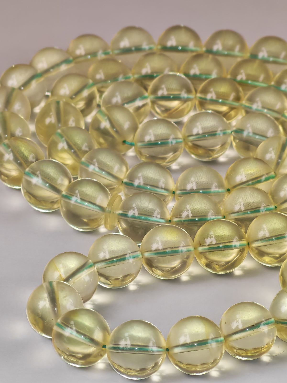 Natural Transparent Glass Citron Baltic Amber Rosary | 66 Round Beads | 9.5mm | 33.1g
