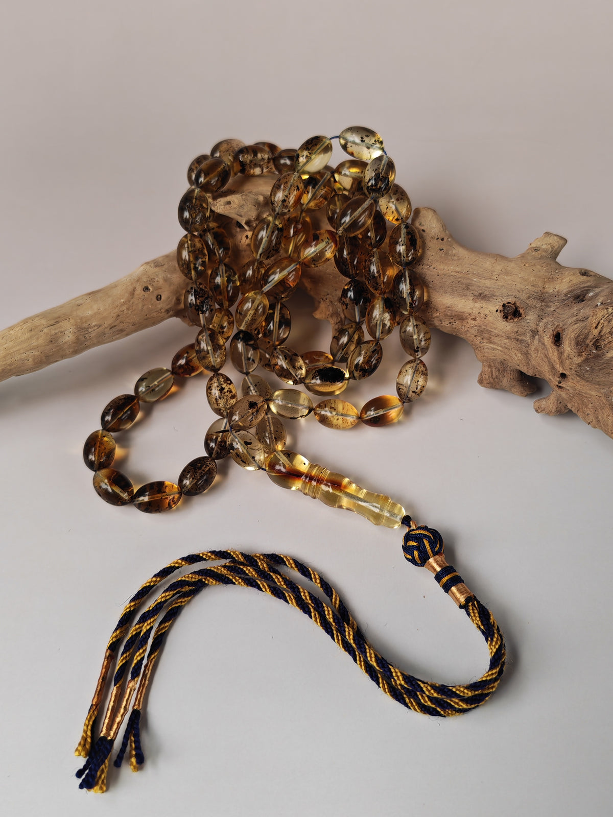 Raw Citron Baltic Amber Misbah with Debris | 68 Olive Beads | 11.5 x 7.5mm  | 27.3g