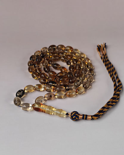 Raw Citron Baltic Amber Misbah with Debris | 68 Olive Beads | 11.5 x 7.5mm  | 27.3g