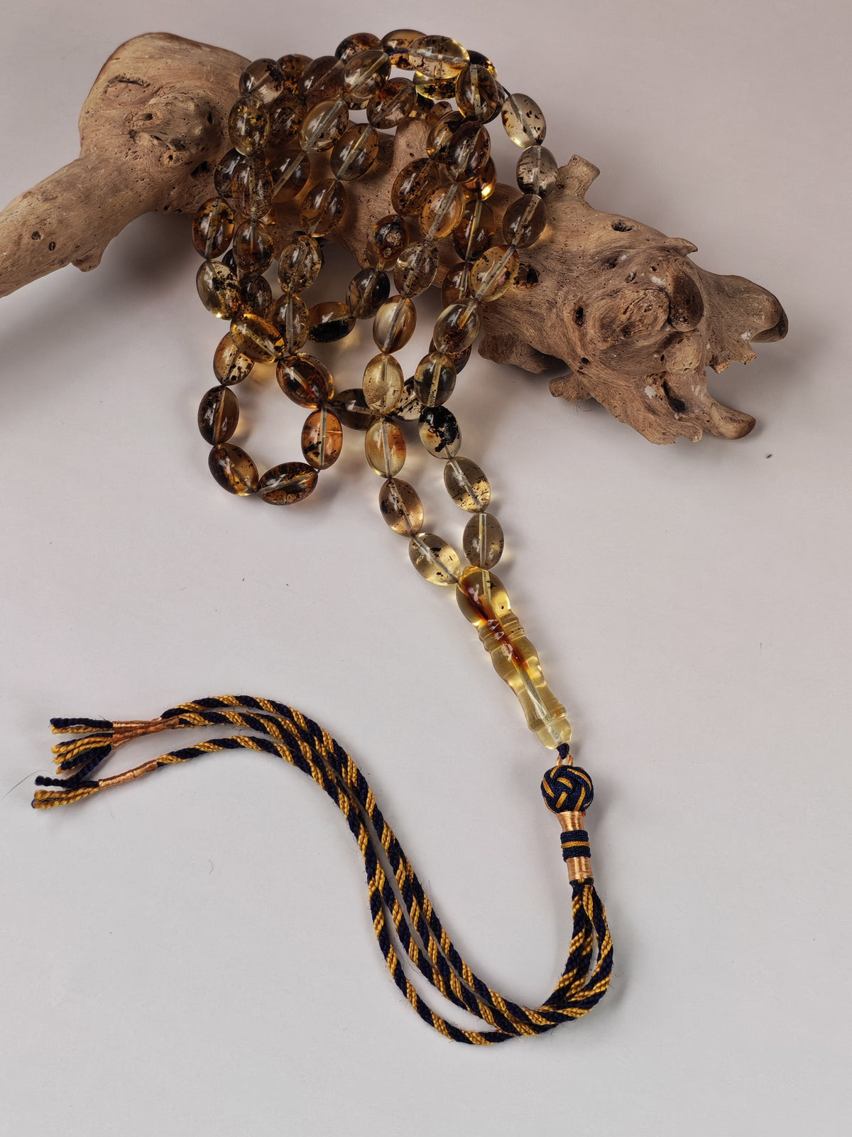 Raw Citron Baltic Amber Misbah with Debris | 68 Olive Beads | 11.5 x 7.5mm  | 27.3g