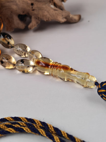 Raw Citron Baltic Amber Misbah with Debris | 68 Olive Beads | 11.5 x 7.5mm  | 27.3g